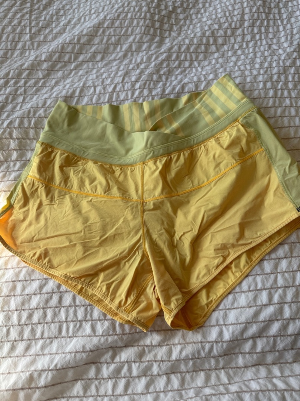 lululemon athletica Yellow Striped Waistband Athletic Shorts